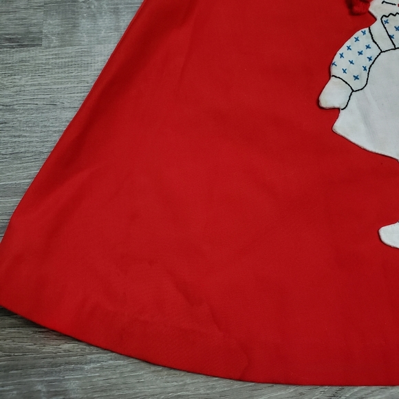 VINTAGE RAGGEDY ANN Applique Jumper Dress Red retro1960s Yarn Hair - Picture 7 of 10